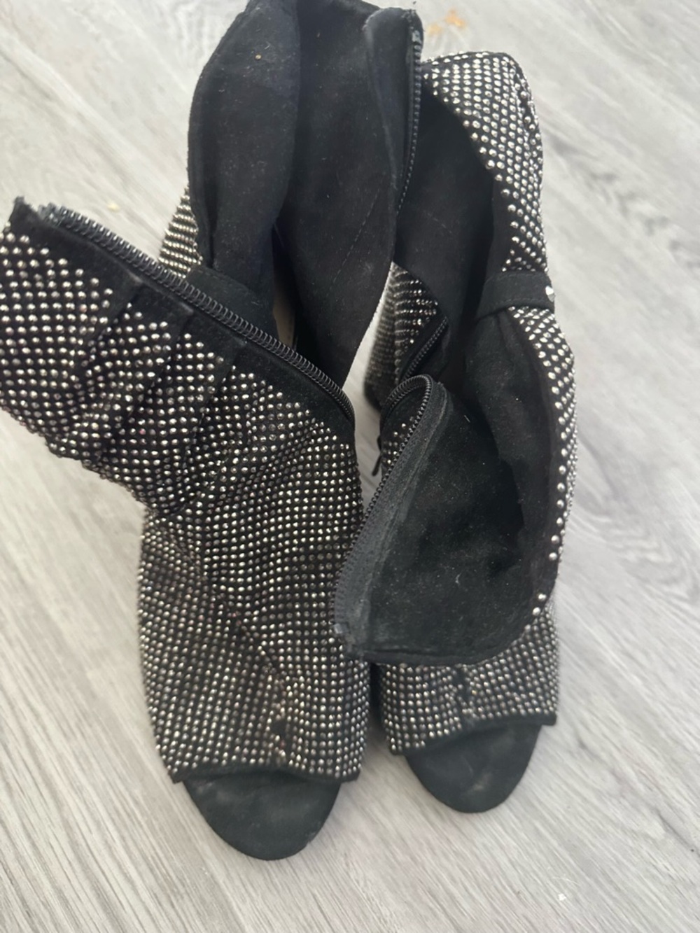 INC International Concepts Black Studded Open-Toe Booties